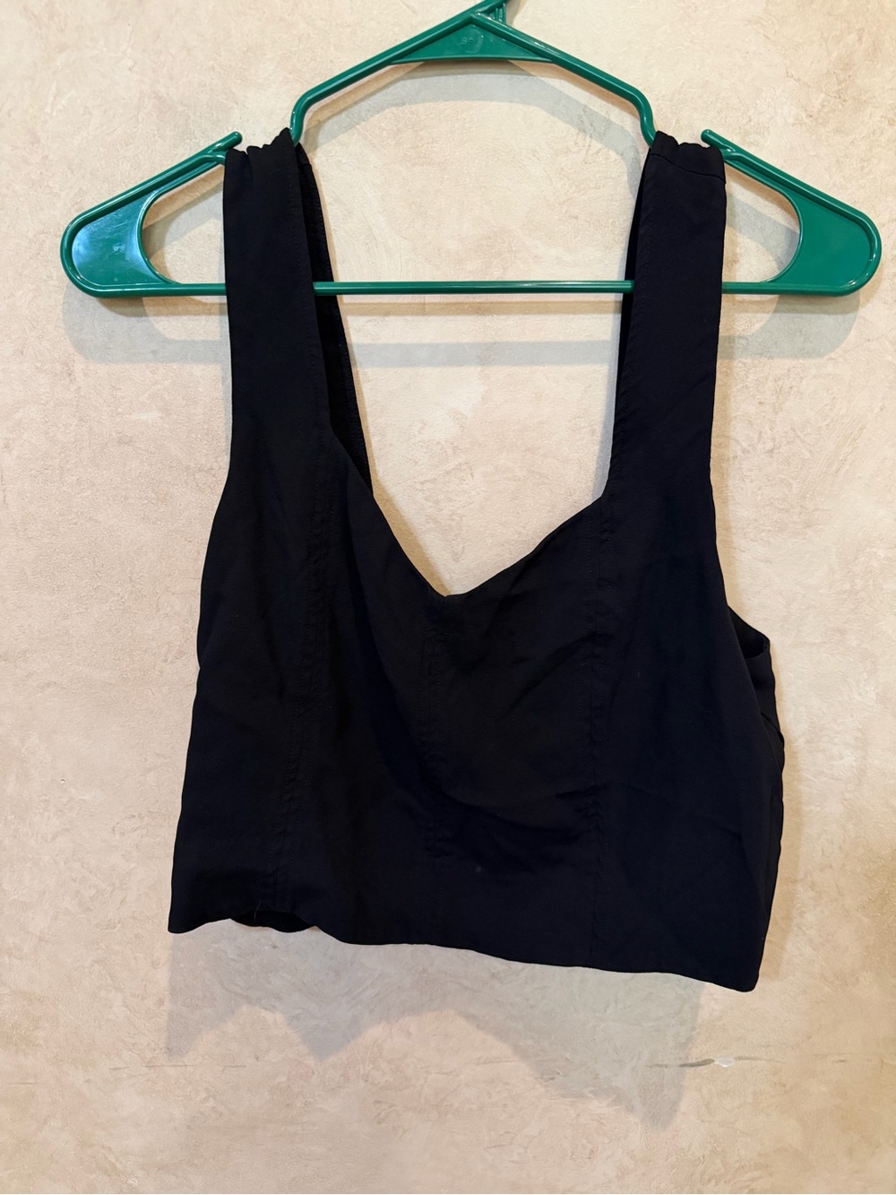 H&M Classic Black Cropped Tank Top with Wide Straps size 12 zip back party chic